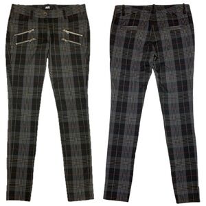 PAIGE Edgerton plaid moto double zipper casual dress stretch pants size 0